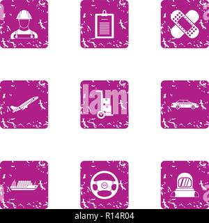 Shipping by air icons set, grunge style Stock Vector