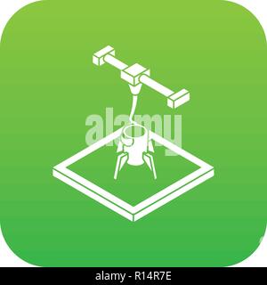 Rocket d printing icon green vector Stock Vector