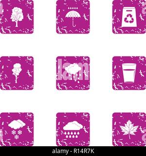 Nature protection icons set, grunge style Stock Vector