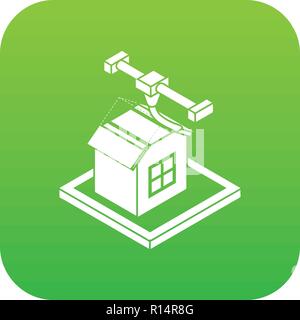 House d printing icon green vector Stock Vector