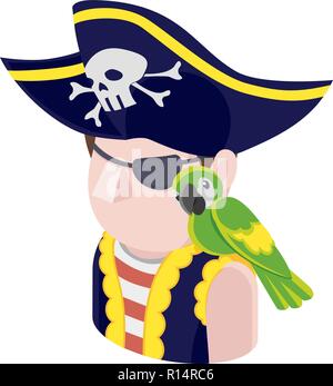 Pirate Man Avatar People Icon Stock Vector