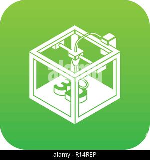 Three d printer icon green vector Stock Vector