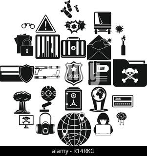 Genius icons set, simple style Stock Vector