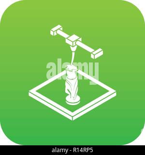 Statue d printing icon green vector Stock Vector