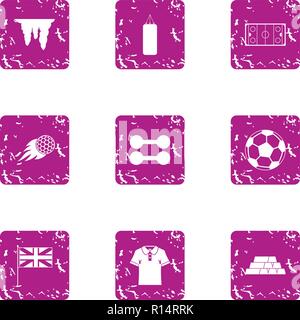 Fierce training icons set, grunge style Stock Vector
