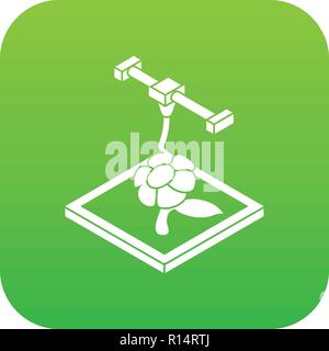 Flower d printing icon green vector Stock Vector