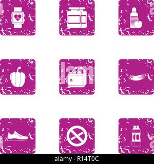 Interdiction icons set, grunge style Stock Vector