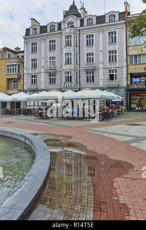 PLOVDIV, BULGARIA - MAY 7, 2018: Walking people at central street in ...