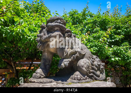 Komainu, lion dog guardian statue, Tokyo, Japan Stock Photo