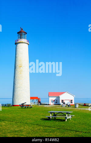 View of the Cap-des-Rosiers Lighthouse, Gaspe Peninsula, Quebec, Canada Stock Photo