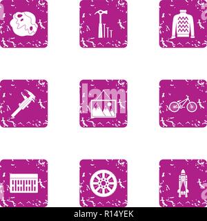 Patch icons set, grunge style Stock Vector