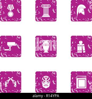 Skansen icons set, grunge style Stock Vector