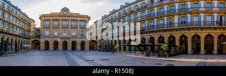 Panoramic view of the Constitution Square in San Sebastian Spain Stock Photo