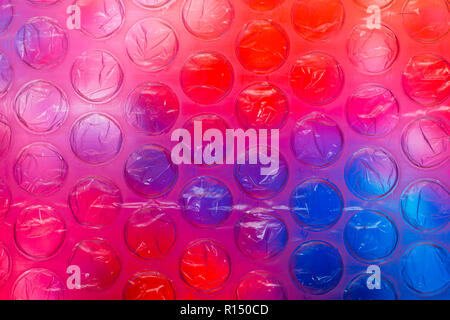 Abstract close up bubble wrap sheet with colourful background Stock Photo