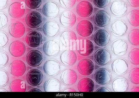 Abstract close up bubble wrap sheet with colourful background Stock Photo