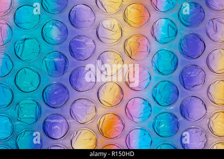 Abstract close up bubble wrap sheet with colourful background Stock Photo