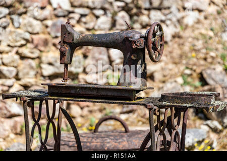 Rusty Retro Sewing Machine Stock Photo