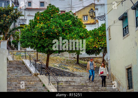 Treppen, Escadinhas de Sao Miguel, Alfama, Lissabon, Portugal Stock Photo