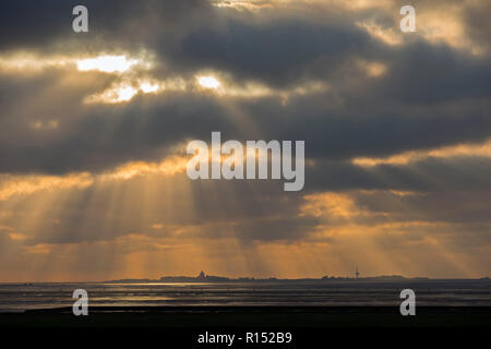Sunset, Island Neuwerk, Duhnen, Cuxhaven, Lower Saxony, Germany Stock Photo