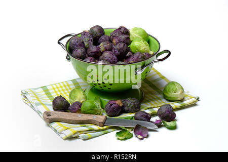 violet and green Brussels sprouts Stock Photo