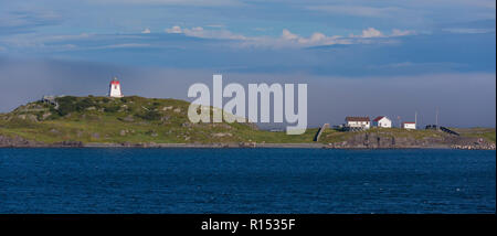 TRINITY, NEWFOUNDLAND, CANADA - Fort Point lighthouse in Trinity harbour, also known as Admiral's Point. Stock Photo