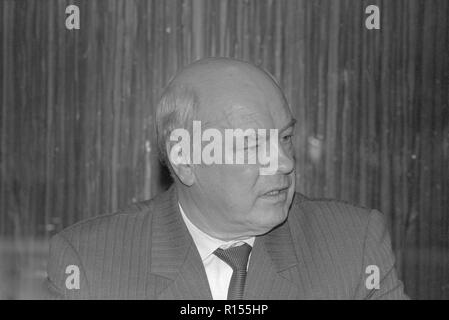 Moscow, USSR - December 21, 1990: Portrait of newly appointed General Prosecutor of the USSR Nikolai Semyonovich Trubin at 4th Congress of People's Deputies of the USSR Stock Photo