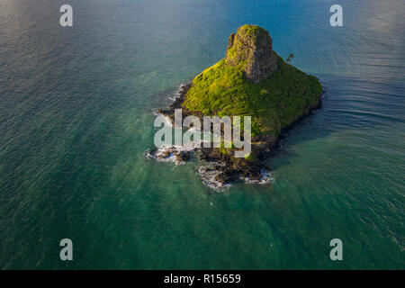 An aerial view of Mokoliʻi Island on the East side of Oahu. Stock Photo