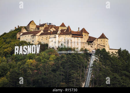 Brasov, Transylvania, Romania - September 26, 2018 - Medieval citadel in Rasnov city Stock Photo