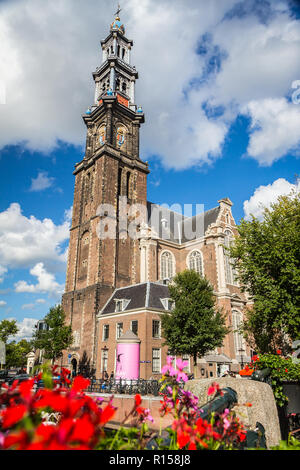 AMSTERDAM, THE NETHERLANDS - September 7, 2018: Westerkerk (Western Church) is a Reformed church within Dutch Protestant church in central Amsterdam i Stock Photo
