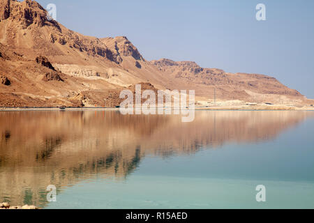 Mountains and Coastal Road along Dead Sea in Israel Stock Photo