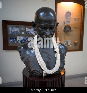 Close-up of the bust of Mahatma Gandhi, Mani Bhavan - Mahatma Gandhi's Residence in Mumbai 1917-1934, Gandhi's Museum & Library, Mumbai, Maharashtra,  Stock Photo