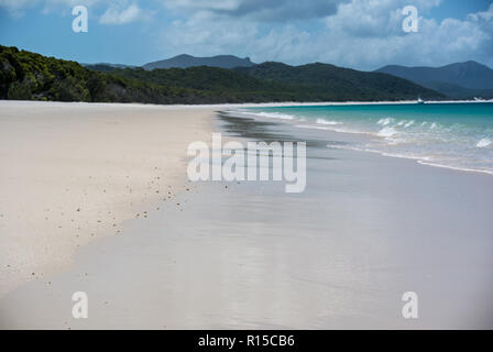 Whitehaven Beach, Whitsunday Islands, Queensland, Australia, a beautiful tropical beach with pure white sand and blue sky Stock Photo