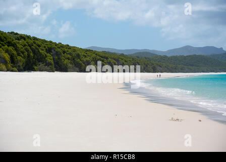 Whitehaven Beach, Whitsunday Islands, Queensland, Australia, a beautiful tropical beach with pure white sand and blue sky Stock Photo