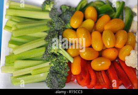 A party tray of chopped vegetables Stock Photo