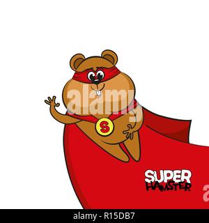 Superhero hamster. Vector image of a comic book or cartoon Stock Vector