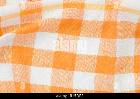 and white checkered creased  kitchen towel background texture Stock Photo