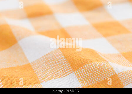 and white checkered creased  kitchen towel background texture Stock Photo