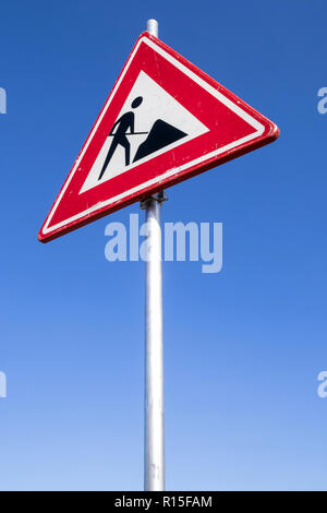 Dutch road sign: roadworks ahead Stock Photo