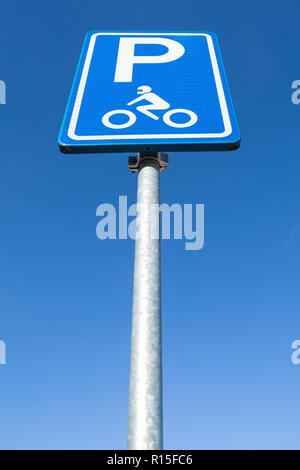 Dutch road sign: parking for motorcycles only Stock Photo