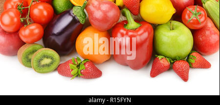 fruits and vegetables isolated on white background Stock Photo