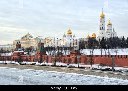 The Kremlin Embankment in Winter Stock Photo