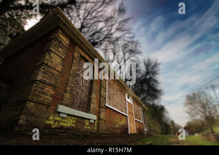 Abandoned train station in clare castle country park, suffolk. Stock Photo