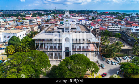 Aerial. Stone town, Zanzibar, Tanzania. Stock Photo