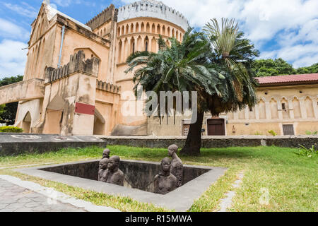 Stone Town, Zanzibar, Tanzania -January 29, 2018 - Sculpture of slaves dedicated to victims of slavery in Stone Town. Stock Photo