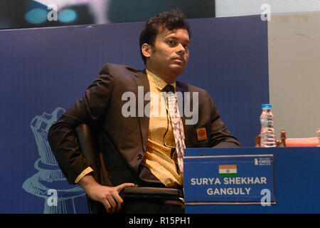 Kolkata, India. 09th Nov, 2018. Indian chess Grandmaster Surya Sekhar Ganguly during his first round matches at Tata Steel Chess India 2018. Credit: Saikat Paul/Pacific Press/Alamy Live News Stock Photo