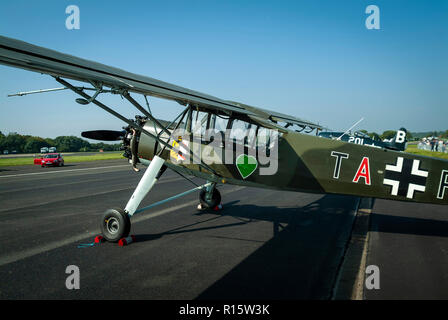 A Morane-Saulnier MS.505 Criquet based on the Fieseler Fi 156 Storch STOL (short take off and landing) reconnaissance aircraft of World War II. Stock Photo