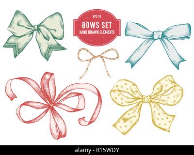 Vector collection of hand drawn bows Stock Vector