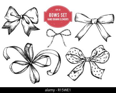 Vector collection of hand drawn bows Stock Vector