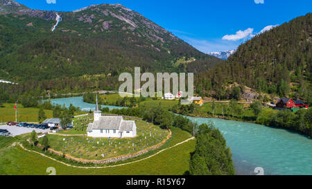 Jostedal church. A parish church in Luster Municipality in Sogn og Fjordane county, Norway. Stock Photo