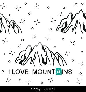 Hand drawn mountain seamless pattern. Landscape pattern. Vector illustration Stock Vector